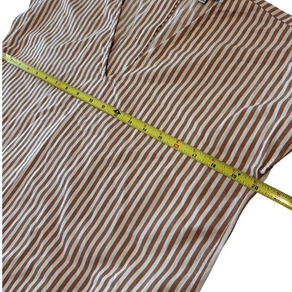 Madewell Striped V Neck Short Sleeve Button Back Casual Mid Dress Women's Size M - Picture 8 of 8